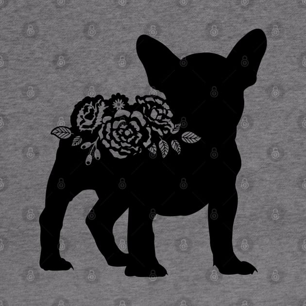 French Bulldog Dog Silhouette Roses by Jim N Em Designs